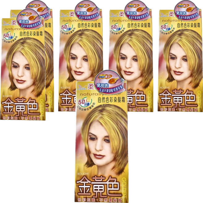 Roudye 柔蝶 自然色彩染髮霜, 金黃色, 6盒