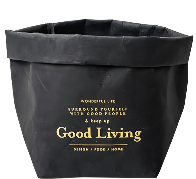 小麥購物 北歐可水洗牛皮紙袋 L2077, 黑色, 1個