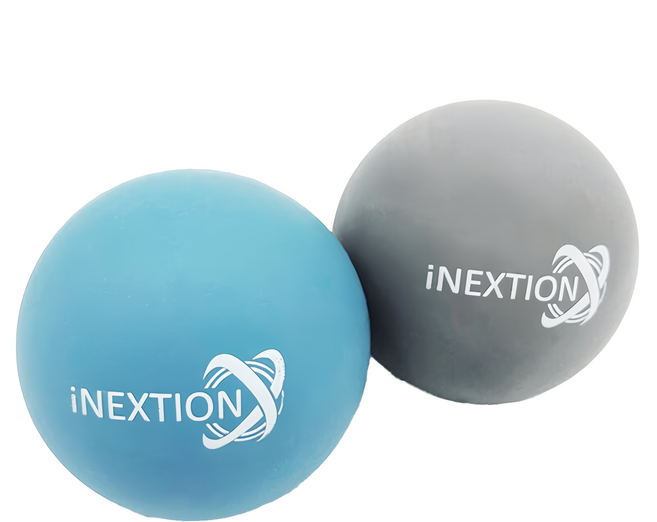 iNEXTION Therapy Balls 筋膜按摩療癒球 2個 高密度橡膠材質 直徑63mm, 淺藍色 + 天灰色, 1組