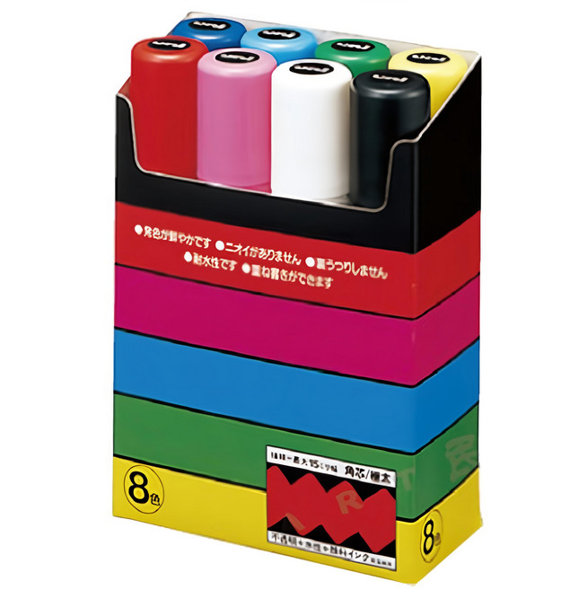 POSCA 極太角芯水性麥克筆 8色, 多色, 1盒