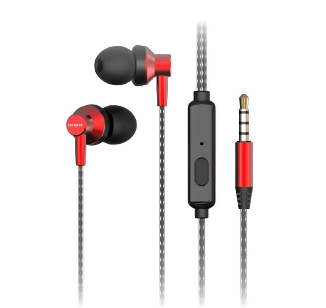 aiwa 愛華 入耳式有線耳機, 紅色, ESTM-128-R