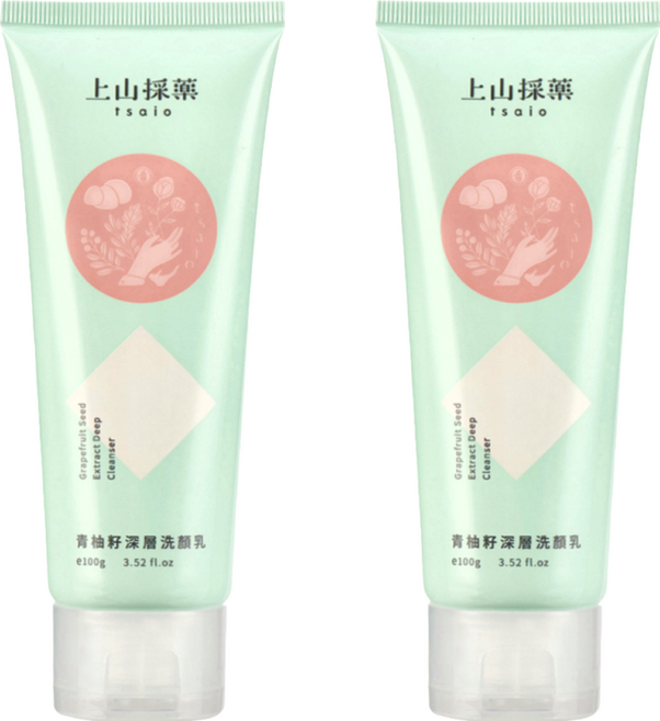 tsaio 上山採藥 青柚籽深層洗顏乳 100g 平衡肌膚油脂 草本菁萃 喚膚潤澤, 2條