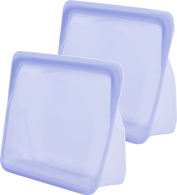 stasher 站立式矽膠密封袋 薰衣草紫, 21.5 x 17.5 x 9cm, 2個, 1入