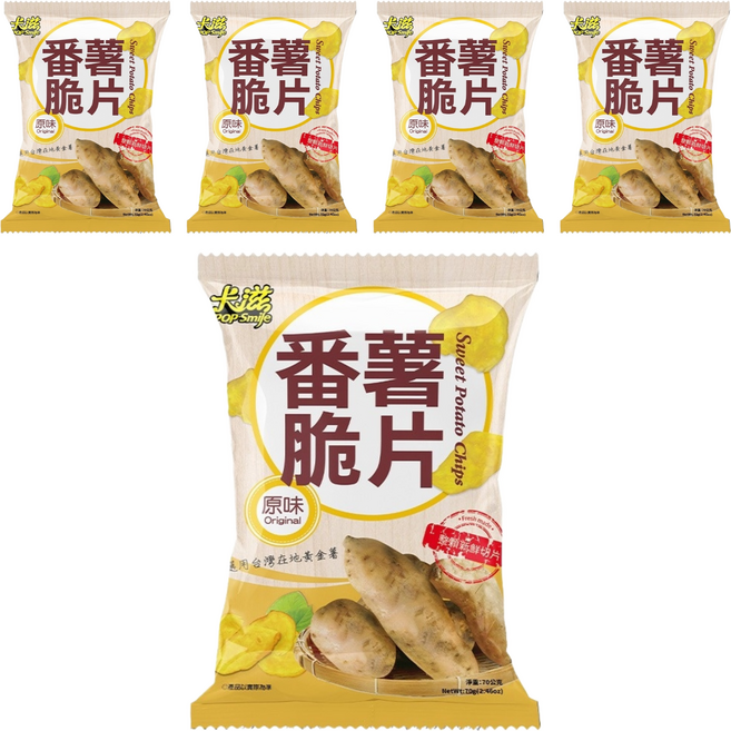 Pop-Smile 卡滋 蕃薯脆片 原味, 70g, 5包
