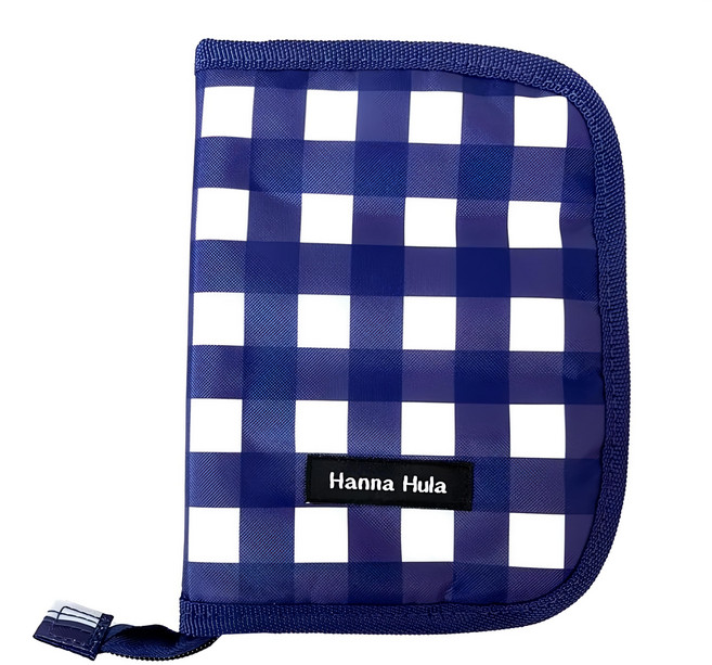 Hanna Hula 母子手帳 媽媽手冊 兒童手冊 護照保護套 拉鍊款 L尺寸-藍格170g, 藍格, 1個