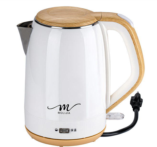 MOLIJIA 魔力家 M27雙層防燙快煮壺 白木紋 1.9L, BY011027