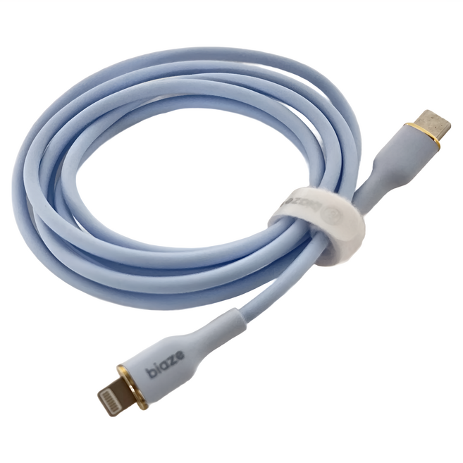 biaze 畢亞茲 蘋果27W液態矽膠快充傳輸線 Type-C to Lightning, 1.5m, 藍色, 1條