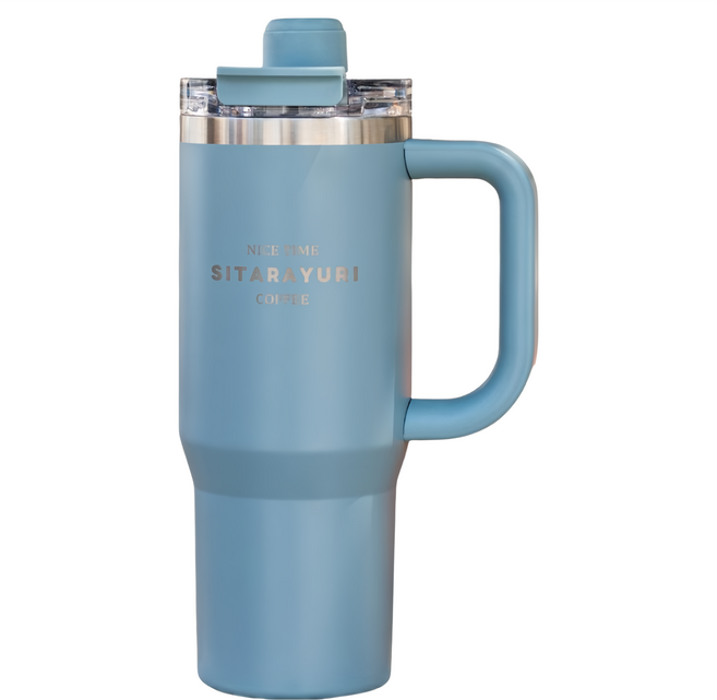 Sitarayuri 磁吸蓋不鏽鋼保溫杯 手柄款, 900ml, 海洋藍, 1個