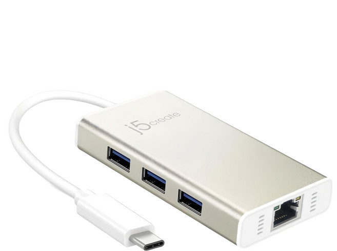 j5create 凱捷國際 USB3.1 Type-C 高速乙太網路轉接器 + Hub集線器 JCH471, 銀色, 1個