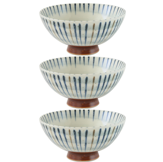 JUST HOME 美濃燒+草飯碗3件組 日本製造 陶瓷材質 250ml, 十草, 1組