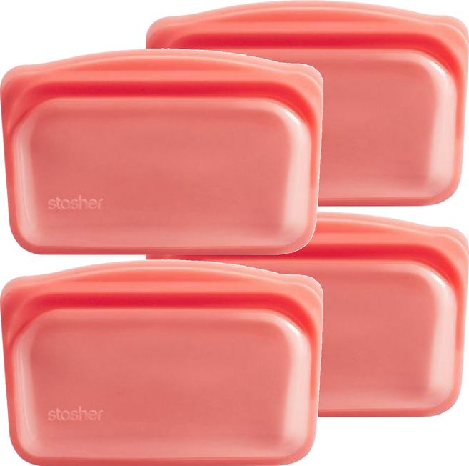 stasher 長形矽膠密封袋 紅色, 4個, 1入