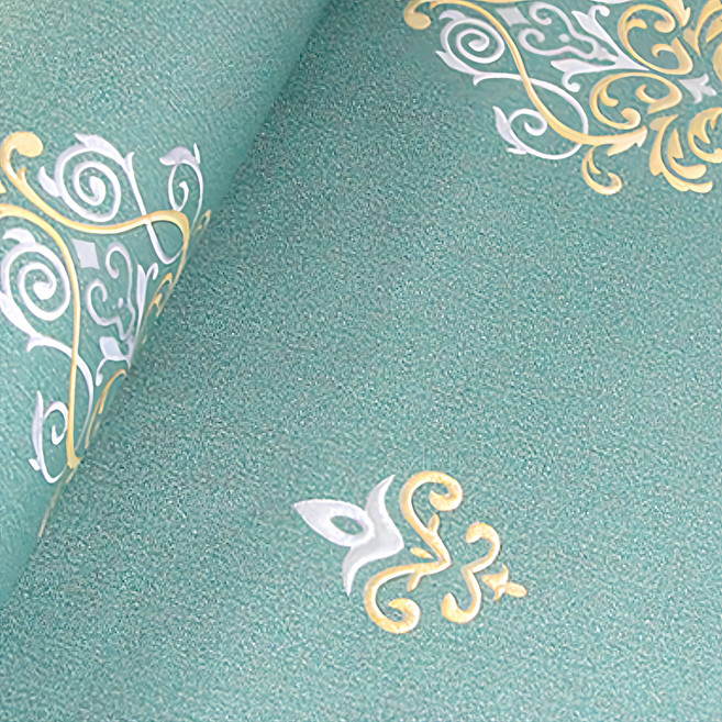 WA. WALL ART 歐風防水自黏壁紙, 綠璃繡布紋