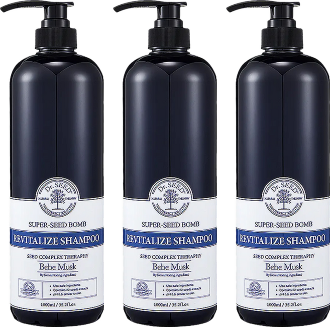 Dr.SEED 柔敏香氛洗髮精 寶寶香 含印加果油/燕麥/黑豆成分 保濕鎖水 給予髮絲充足營養, 1L, 3瓶