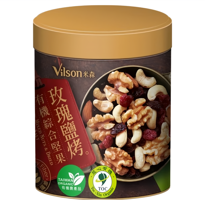 Vilson 米森 玫瑰鹽烤 有機綜合堅果, 150g, 1罐