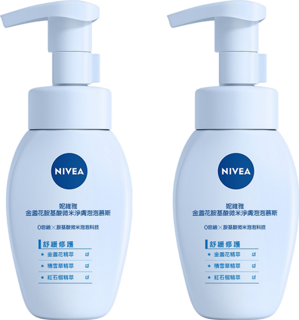 NIVEA 妮維雅 金盞花胺基酸微米淨膚泡泡慕斯 舒緩修護, 180ml, 2瓶