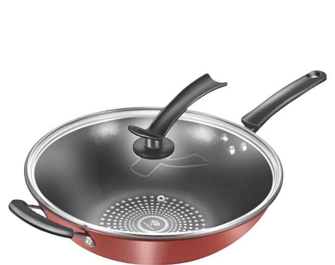 Q.M.P 鍋太后 不沾黏晶鑽炒鍋 附蓋 單柄 複合合金材質, 34cm, 1個