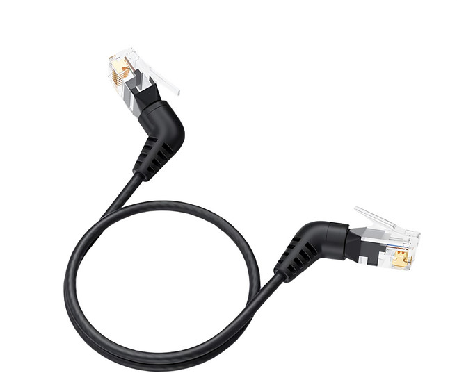 MoZuo 魔宙 Cat.6a 10Gbps極速 可旋轉彎頭電競網路線, 2m, 黑色, 1條