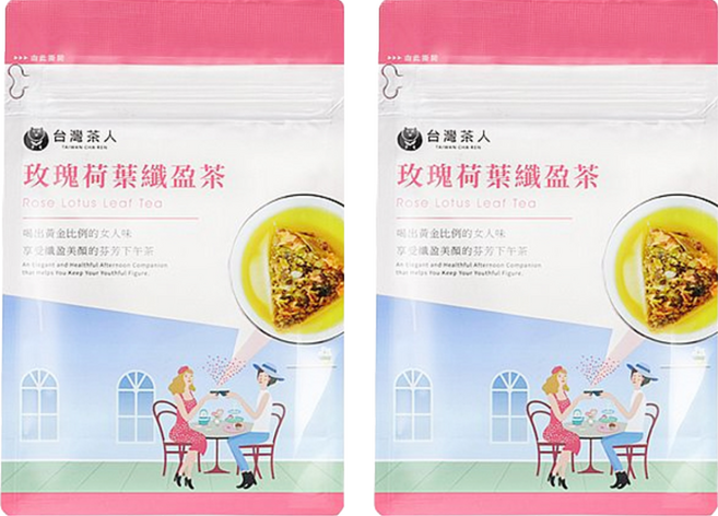 台灣茶人 荷葉玫瑰纖盈茶, 3.3g, 10包, 2袋