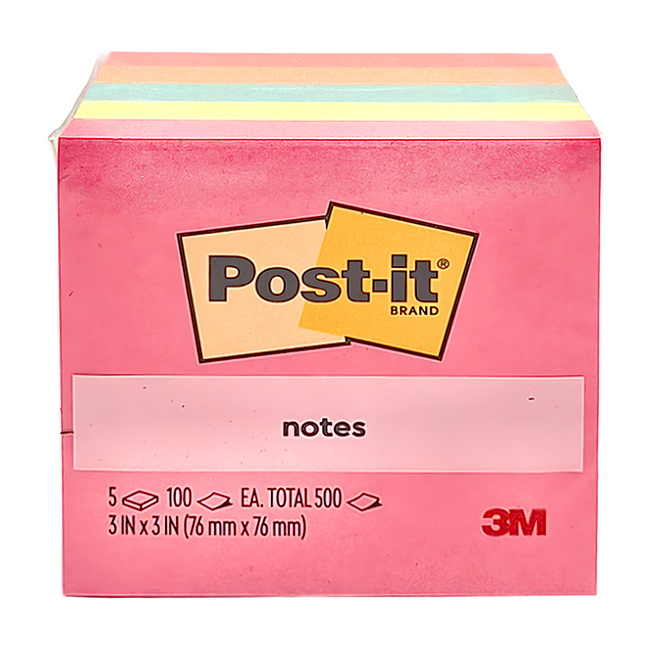 3M Post-it 利貼 可再貼便條紙紙磚, 多色, 500張, 1組
