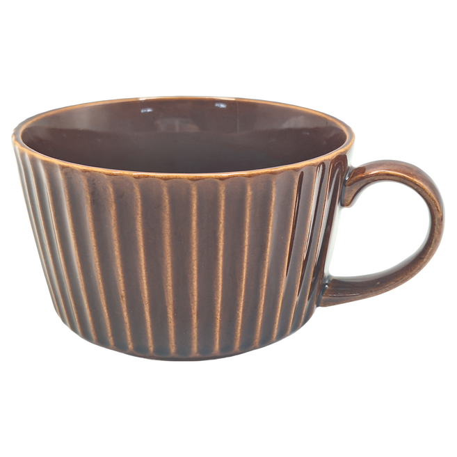 KEYUCA 拿鐵杯 貽釉十草 日本制 陶瓷 容量360mL 長13.5cm 寬10cm 高6.5cm, 咖啡色, 1個