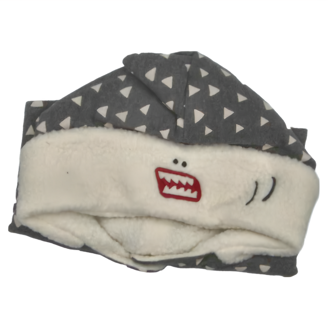 cute stone 盟石 瓦拉兒童圍脖帽 三合一保暖刷毛 深海鯊魚
