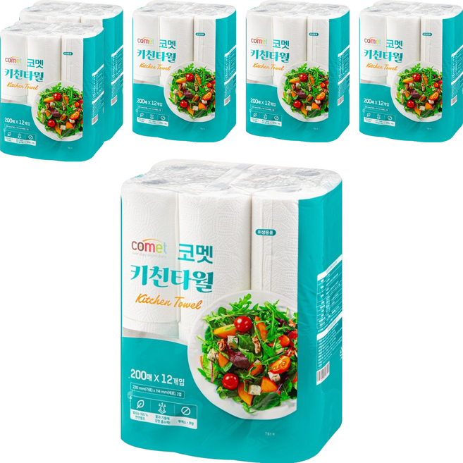 comet 廚房紙巾 200張, 6包, 12捲