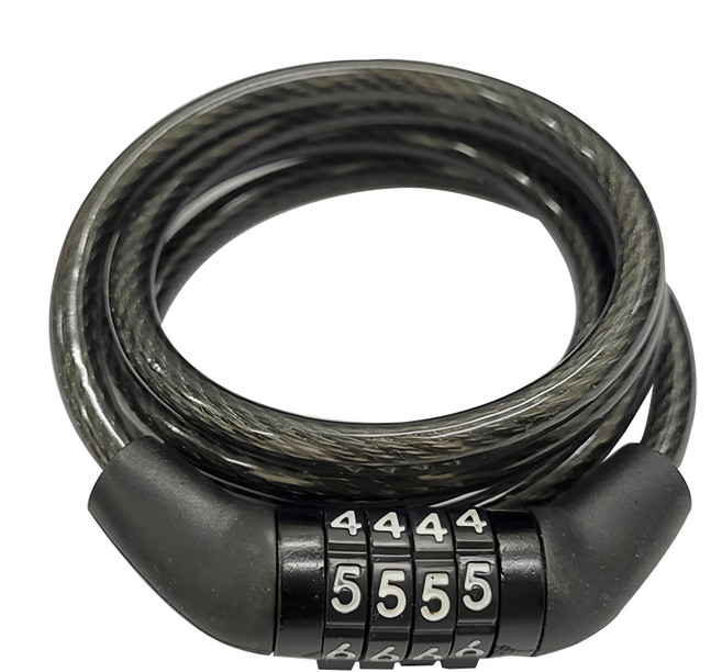 DIBOTE 迪伯特 6mm自行車4元固定密碼鎖, 黑色, 1個