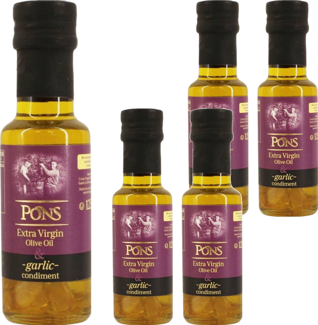 PONS 龐世 特級冷壓橄欖油 大蒜風味, 125ml, 5瓶