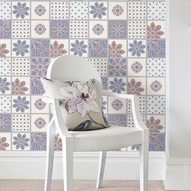 iINDOORS 西班牙花磚貼/磁磚貼 復古風格 自黏設計 防水抗污, I款