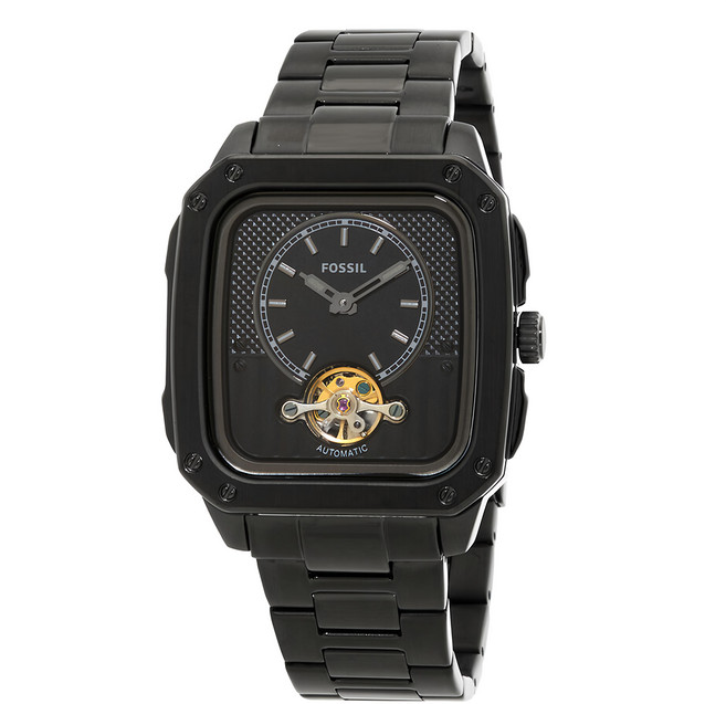 FOSSIL 酷黑復古方型時尚機械男錶 ME3238