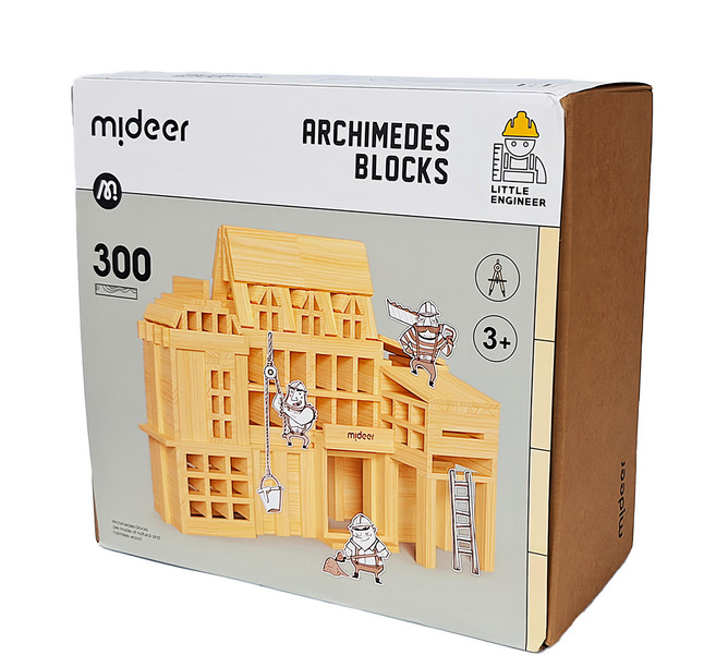 mideer 阿基米德積木, 原木色, 1組