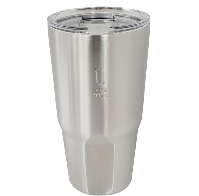 UdiLife 優的生活大師 GO飲真空不鏽鋼杯, 沁銀 + 塑掀蓋, 850ml, 1個