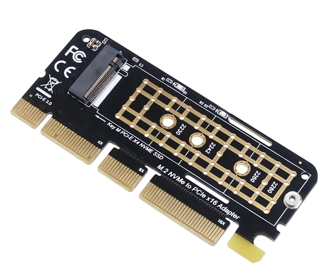 DigiFusion 伽利略 M.2 NVMe to PCI-E 轉接卡 支援PCI-E 16X插槽 無檔板設計 帶LED指示燈, 1個