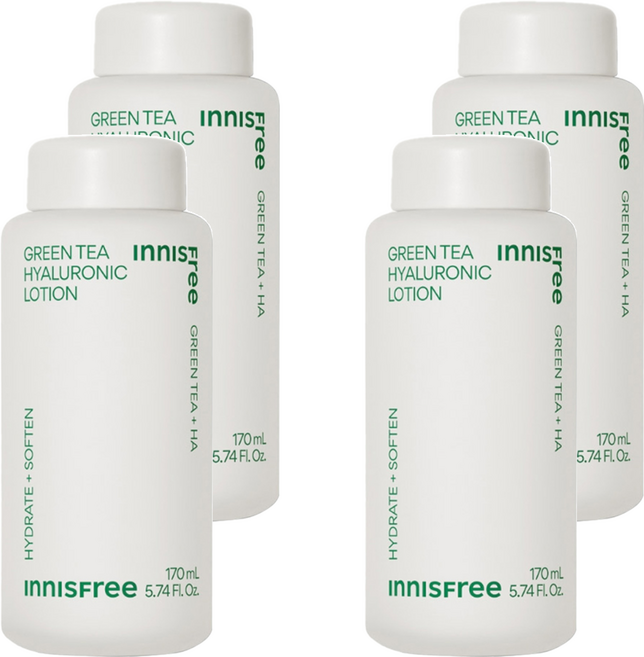 INNISFREE 台灣公司貨 綠茶玻尿酸保濕調理乳, 170ml, 4瓶