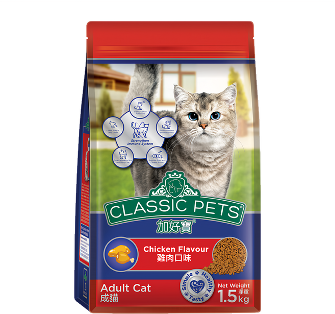CLASSIC PETS 加好寶 成貓用 乾糧, 雞肉口味, 1.5kg, 1袋