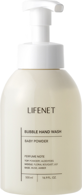 LIFENET 泡泡洗手慕斯 pH 5.0弱酸性溫和清潔 寶寶爽身粉香氣, 500ml, 1瓶