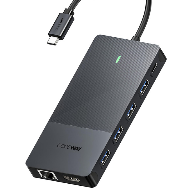 CODEWAY USB Type-C 多孔集線器 隨插即用 高相容 高效能 12埠, 1個, 黑色