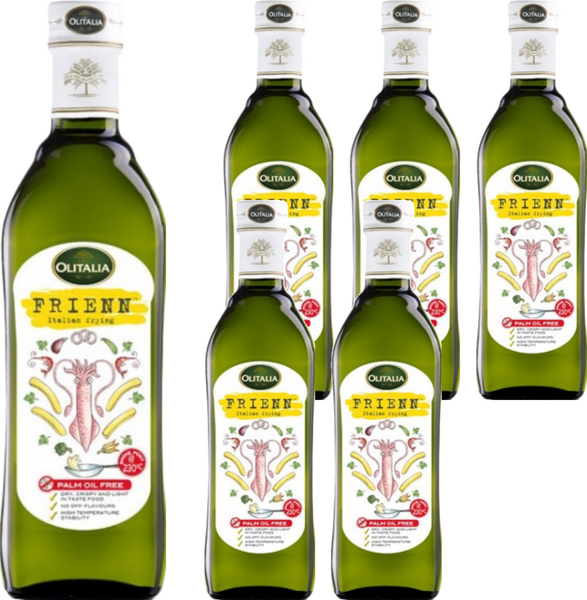 OLITALIA 奧利塔 高溫專用葵花油 含有三倍單元不飽和脂肪 新配方添加天然抗氧化維生素E 發煙點高達230度, 750ml, 6瓶