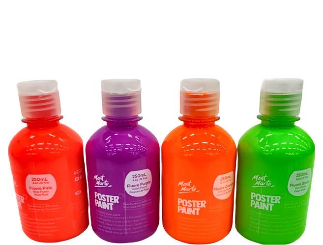 Mont Marte 蒙瑪特 廣告顏料組 螢光色, 250ml, 4色