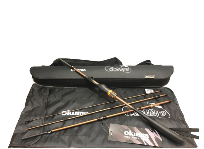 okuma 寶熊釣具 路亞竿 瘋馬克TRAVEL遠征2 直柄 FMKIIS724M 4節, 黑色 + 橘色