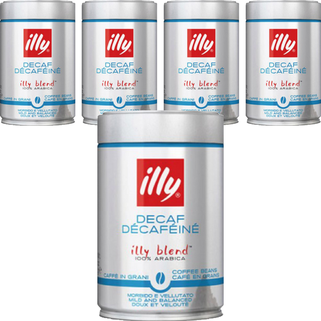 illy 意利咖啡 低咖啡因咖啡豆 全豆 無研磨, 咖啡豆(無研磨), 250g, 5罐