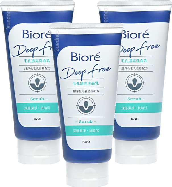 Biore 蜜妮 Deep Free 毛孔透亮洗面乳, 120g, 3條