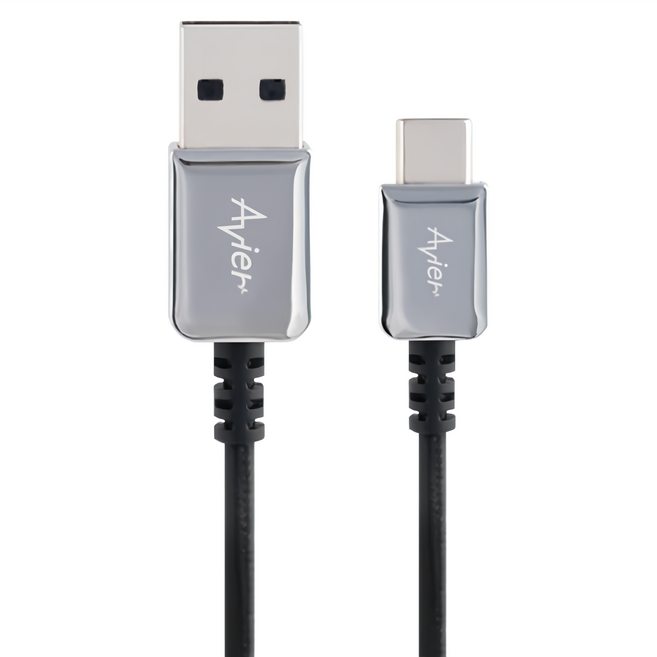 Avier CLASSIC USB A-USB C 高速充電傳輸線, 200cm, 銀色, 1條