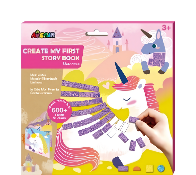 AVEnIR 馬賽克貼紙故事書 - 獨角獸 600+ 泡棉貼紙, 1本, 多色