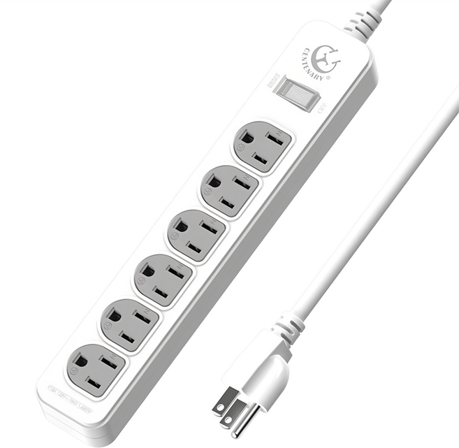 CENTENARY 成電牌 3P 延長線 1切6座 15A CT-3160B 6尺, 1.8m, 白色, 1條