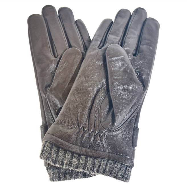 ego life 小羊皮皮帶扣加絨裡觸控保暖男手套 機車皮手套