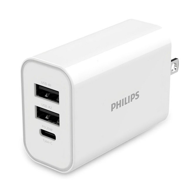 PHILIPS 飛利浦 32W 3port PD充電器 62 x 45 x 28cm 68g, 白色, 1個