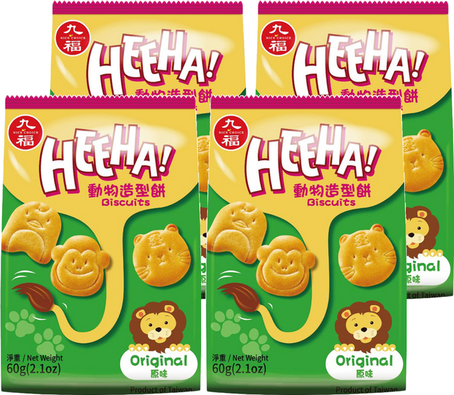 九福 動物造型餅乾 九種動物造型 小巧可愛 適合大人小孩, 60g, 4包