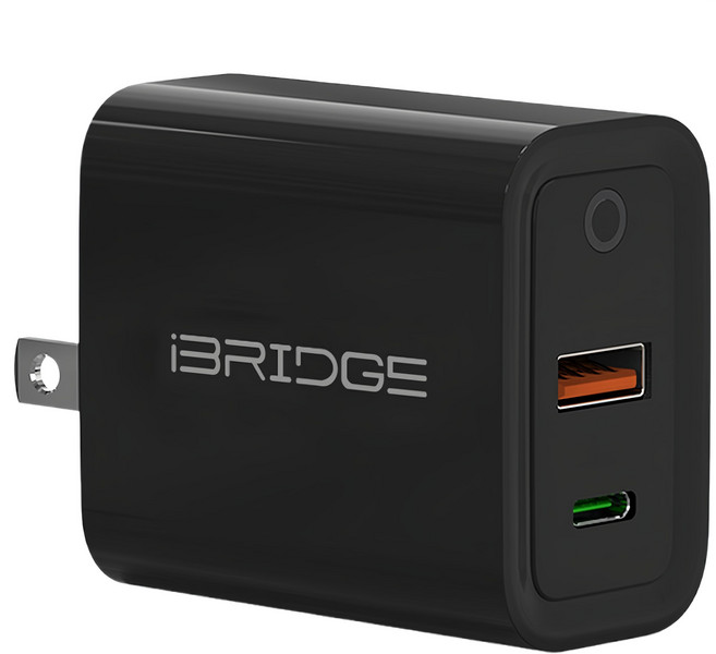 iBRIDGE PD急速雙USB充電器 IBC002, 黑色, 1個