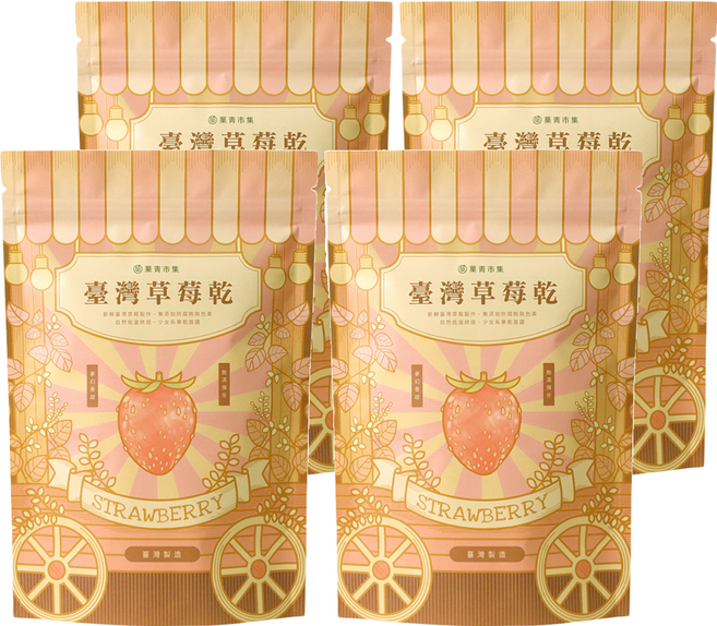 Green Market 菓青市集 臺灣草莓乾, 140g, 4包